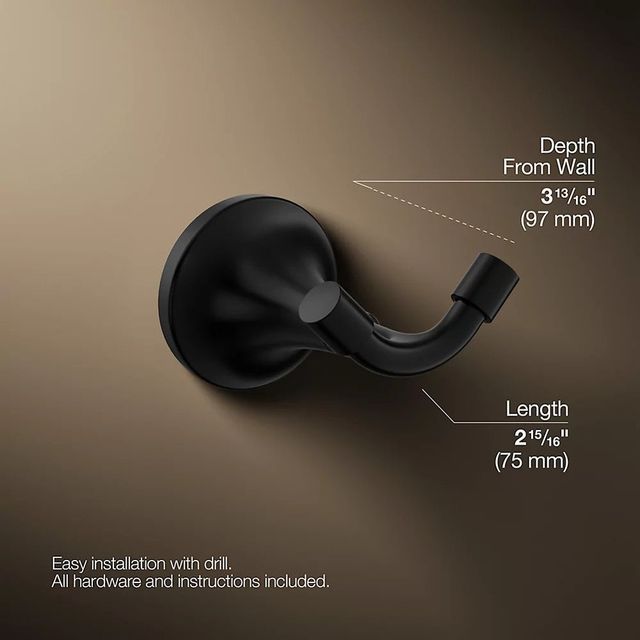KOHLER® Tone™ Matte Black Robe Hook-2