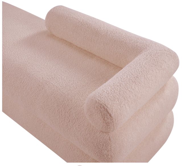 Meridian Furniture Kennedy Pink Teddy Fabric Bench-2