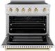 ZLINE Autograph Edition Paramount 36" Stainless Steel Pro Style Induction Range with White Matte Door and Polished Gold Accents-1