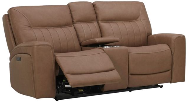Liberty Furniture Bennett Butternut Leather Power Reclining Loveseat with Console-0