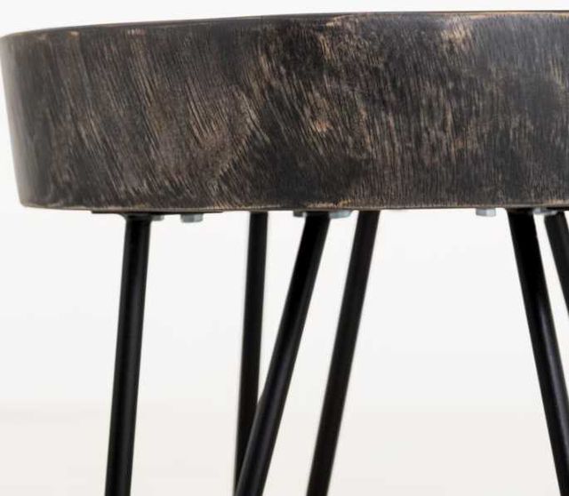 International Furniture Direct Parota Epoxy Stained Brown Chairside Table with Black Base-3