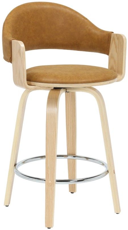 Armen Living Daxton Camel/Oak Counter Stool-0