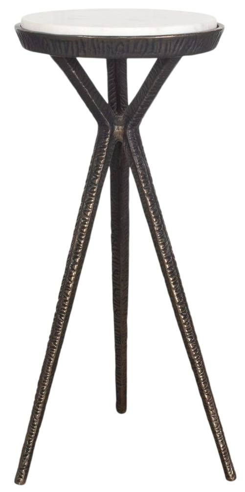 Uttermost® Tilton White Marble Top Accent Table with Dark Bronze Base-0