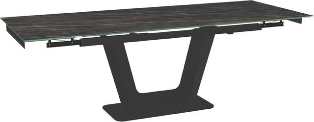 Amisco Customizable Amelia 91" Rectangular Extendable Table with 0.5" Italian Porcelain on Glass Top and 2 Leaves-1