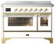 Ilve® Majestic III 48" White Pro Style Induction Range with Triple Glass Door and Brass Trim-0