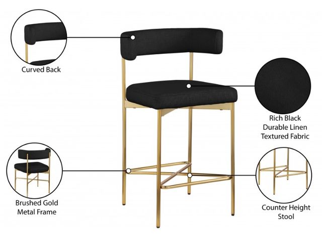 Meridian Furniture Rivage Black/Brushed Gold Counter Stool-3
