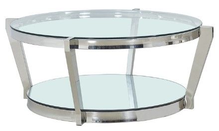 Mazin Furniture Paola Clear Glass Top Coffee Table with Polished Chrome Base-0