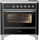 Ilve® Majestic III 36" Glossy Black Pro Style Induction Range with Triple Glass Door and Chrome Trim-0