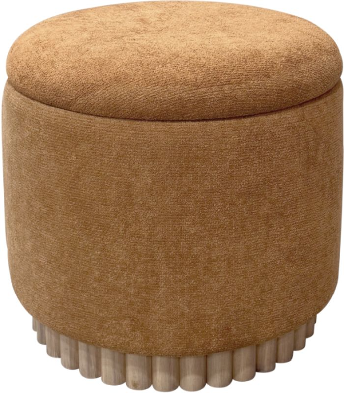 Worldwide Homefurnishings Inc. Sadie Natural/Rust Round Storage Ottoman