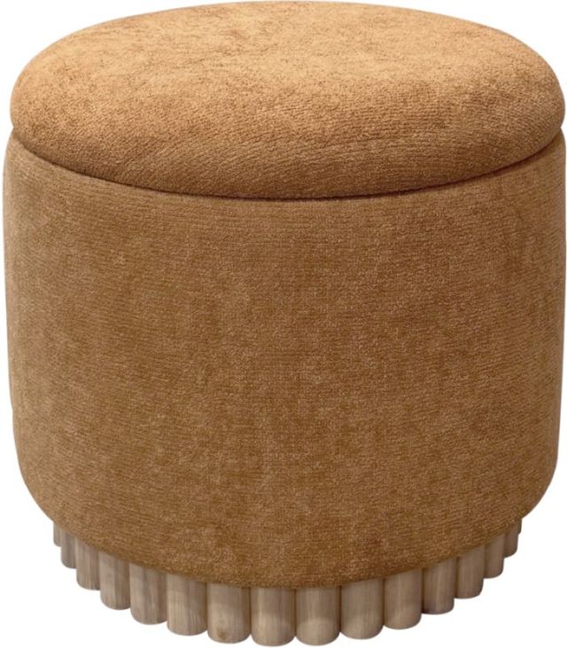 Worldwide Homefurnishings Inc. Sadie Natural/Rust Round Storage Ottoman-0