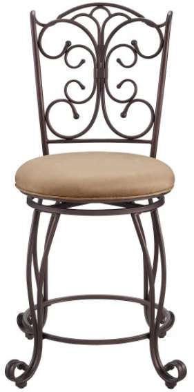 Linon Gathered Back Bronze Swivel Bar Stool-2