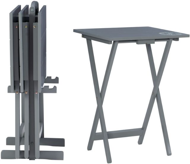 Linon Compass 5-Piece Gray Tray Table Set-0