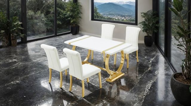 Furniture of America® Holstebro 2-Piece Gold/White Side Chair-1