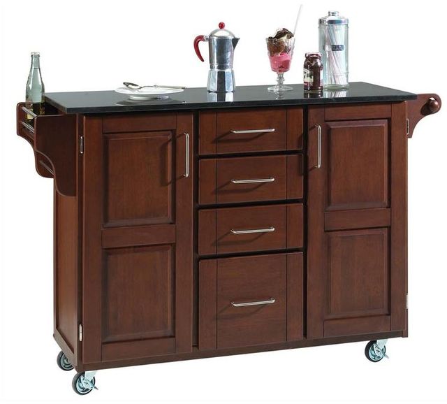 homestyles® Create-a-Cart Black Granite/Cherry Kitchen Cart-2