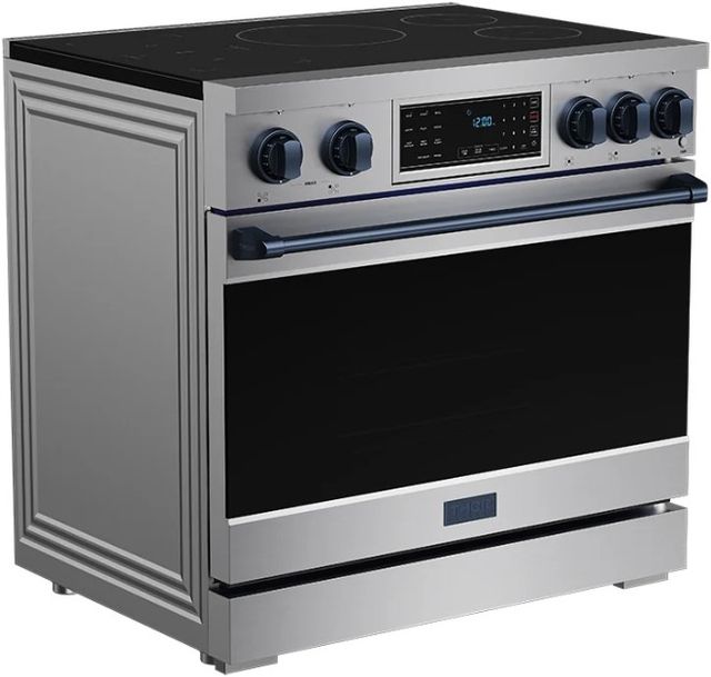 Thor Kitchen® Gordon Ramsay Collection 36" Stainless Steel Pro Style Induction Range with Tilt Panel Touch Control and Blue Trim-2