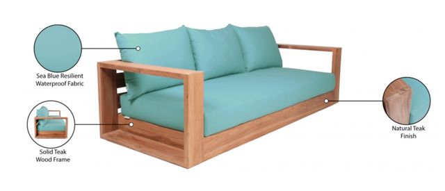 Meridian Furniture Tulum Sea Blue Fabric Outdoor Accent Sofa-4
