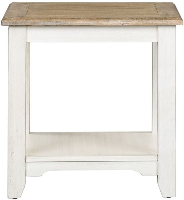 Liberty Furniture Summerville Wirebrushed Gray End Table with Soft White Wash Base-1