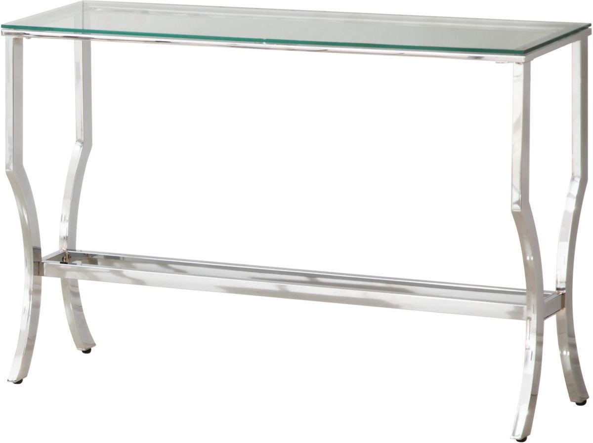 Coaster® Saide Glass Top Chrome Rectangular Sofa Table with Mirrored Shelf