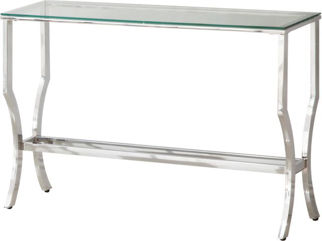 Coaster® Saide Glass Top Chrome Rectangular Sofa Table with Mirrored Shelf-0