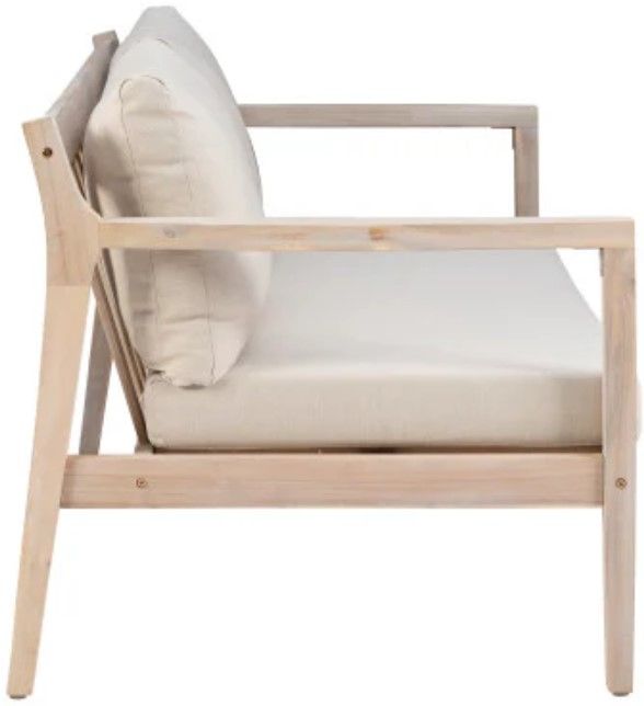 Linon Svana Beige/Natural Fabric/Wood Outdoor Loveseat-4