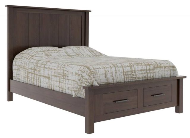 Country View Woodworking Customizable Cheyenne King Storage Panel Bed with Oak Footboard-0