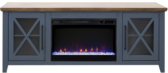 Legends Home Ithaca Blue Denim/Bourbon 66" Fireplace Console-3