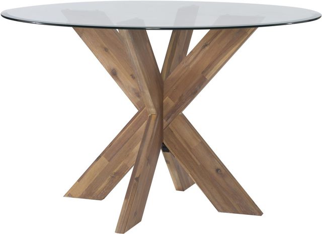 Powell® Adler Glass Top X-Base Dining Table with Natural Base-0