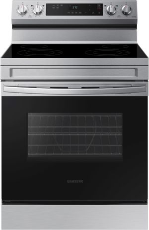 front view of the Samsung 30" Stainless Steel Smart Freestanding Electric Range
