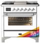 Ilve® Majestic III 36" Custom Pro Style Dual Fuel Natural Gas Range with 6 Black Brass Burners and Chrome Trim-0