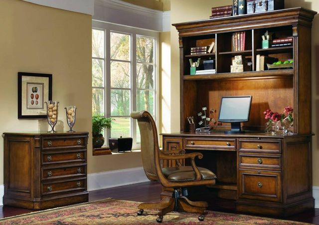 Hooker® Furniture Brookhaven Brown/Cherry Swivel Desk Chair-1