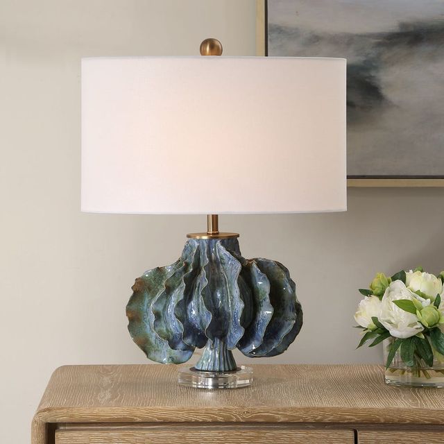Uttermost® Ruffle Up Blue Green Table Lamp-1