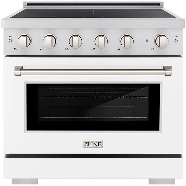 ZLINE Autograph Edition Paramount 36" Stainless Steel Pro Style Induction Range with White Matte Door-0