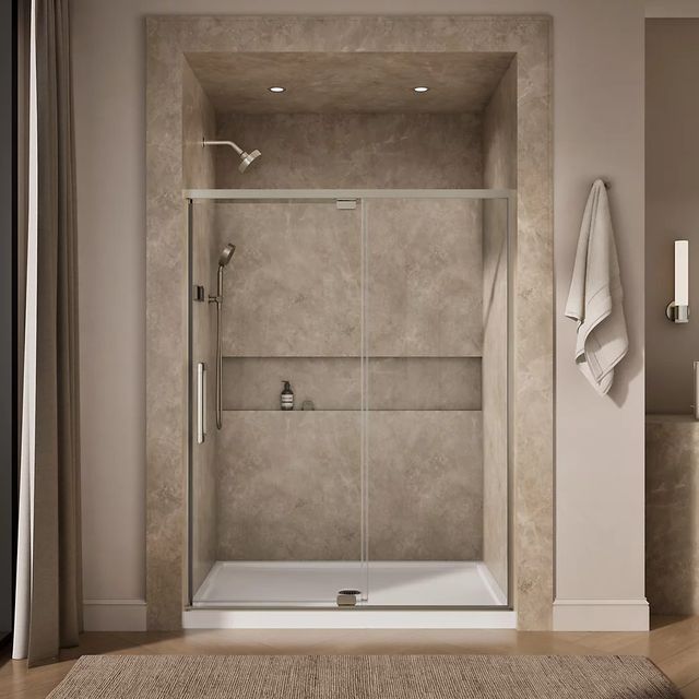 KOHLER Statement™ Anodized Brushed Nickel 76" x 54" - 60" Pivot Shower Door-3
