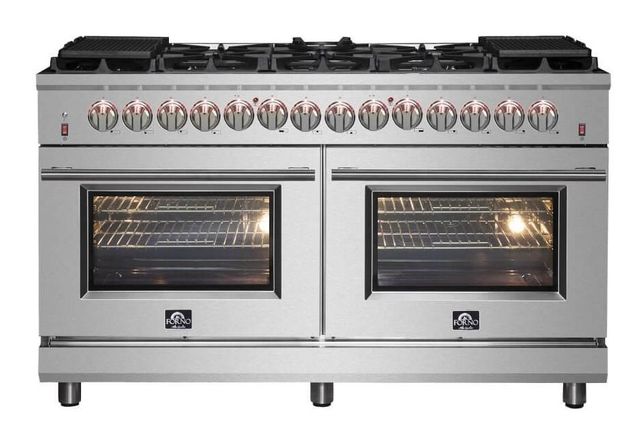 FORNO® Massimo 60" Stainless Steel Pro Style Dual Fuel Range-1