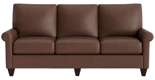 Bassett® Furniture Customizable Benchmade Premier Leather Roll Arm Sofa-1