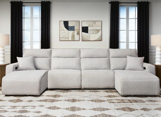 Signature Design by Ashley® Modmax II 4-Piece Stone Modular Power Reclining Sectional and Double Chaise-1