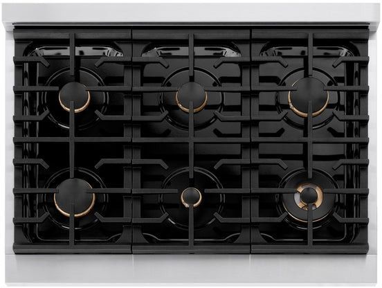 ZLINE Autograph Edition 36" Stainless Steel Pro Style Gas Range with White Matte Door and Matte Black Accents -3