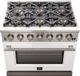 FORNO® Capriasca 36" Stainless Steel Pro Style Gas Range with White Door-2