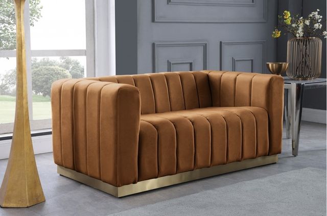Meridian Furniture Marlon Saddle Velvet Loveseat-3