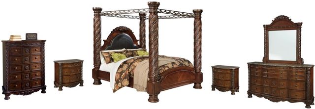 Millennium® by Ashley® North Shore 6-Piece Dark Brown California King Poster Canopy Bed Set-0