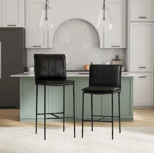 Classic Home Mayer Black/Jet Black 30" Leather Bar Stool-1