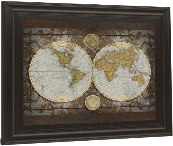 Classy Living Elizabeth Medley World Map Wall Art-3