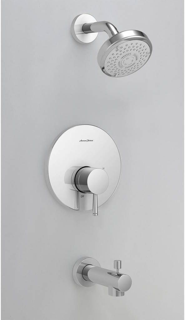 American Standard Serin® Polished Chrome Tub and Shower Trim Kit with Water-Saving 3-Function Shower Head, Double Ceramic Pressure Balance Cartridge with Lever Handle-3