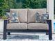 Signature Design by Ashley® Mabry Shores Driftwood/Navy Blue Aluminum/Fabric Outdoor Loveseat-1