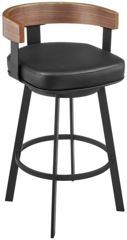 Armen Living Idris Walnut/Vintage Black Barstool-0