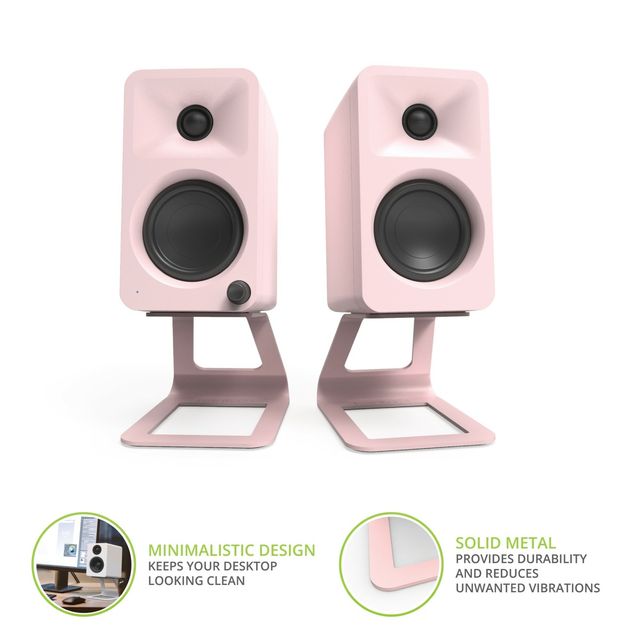 Kanto Elevated Desk Top Matte Pink Speaker Stand Set-3