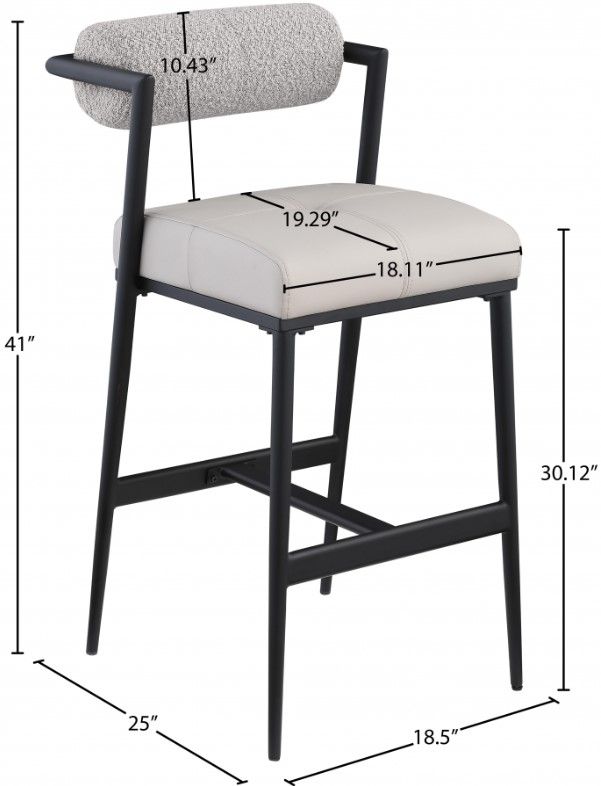 Meridian Furniture Stryker Taupe/Matte Black Bar Stool-2