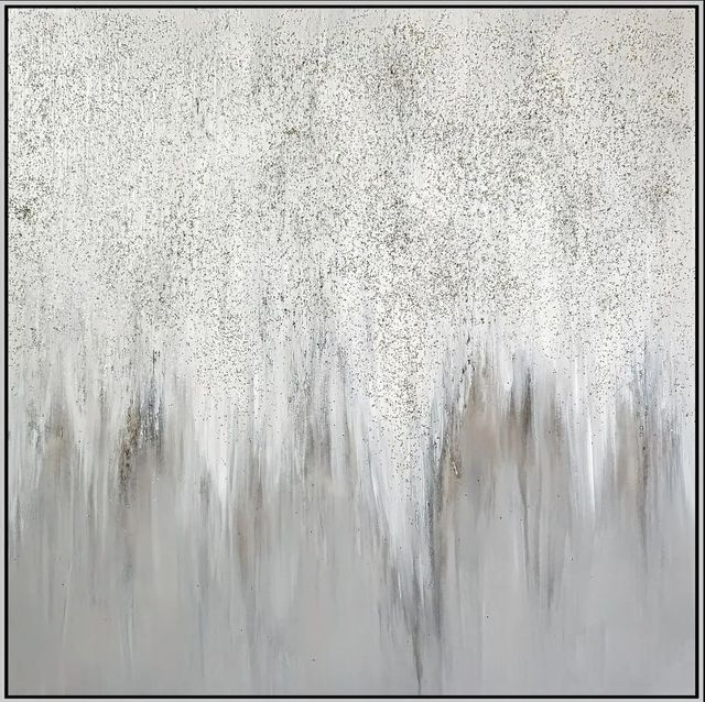 Classy Art Hand Painted Textured Canvas with Glitter Wall Art-0