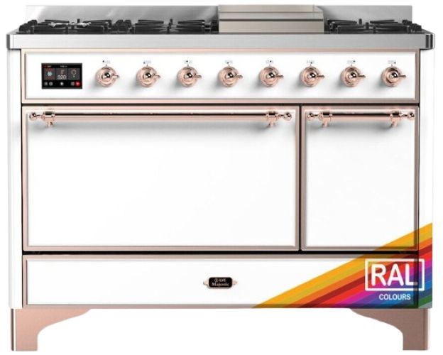 Ilve® Majestic III 48" Custom Pro Style Dual Fuel Natural Gas Range with 8 Burners and Copper Trim-0
