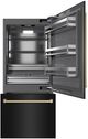 ZLINE Autograph Edition 36" 19.8 Cu. Ft. Black Stainless Steel Built-In Bottom Freezer Refrigerator with Water Dispenser, Ice Maker, Graphite Gray Interior, and Champagne Bronze Accents-1